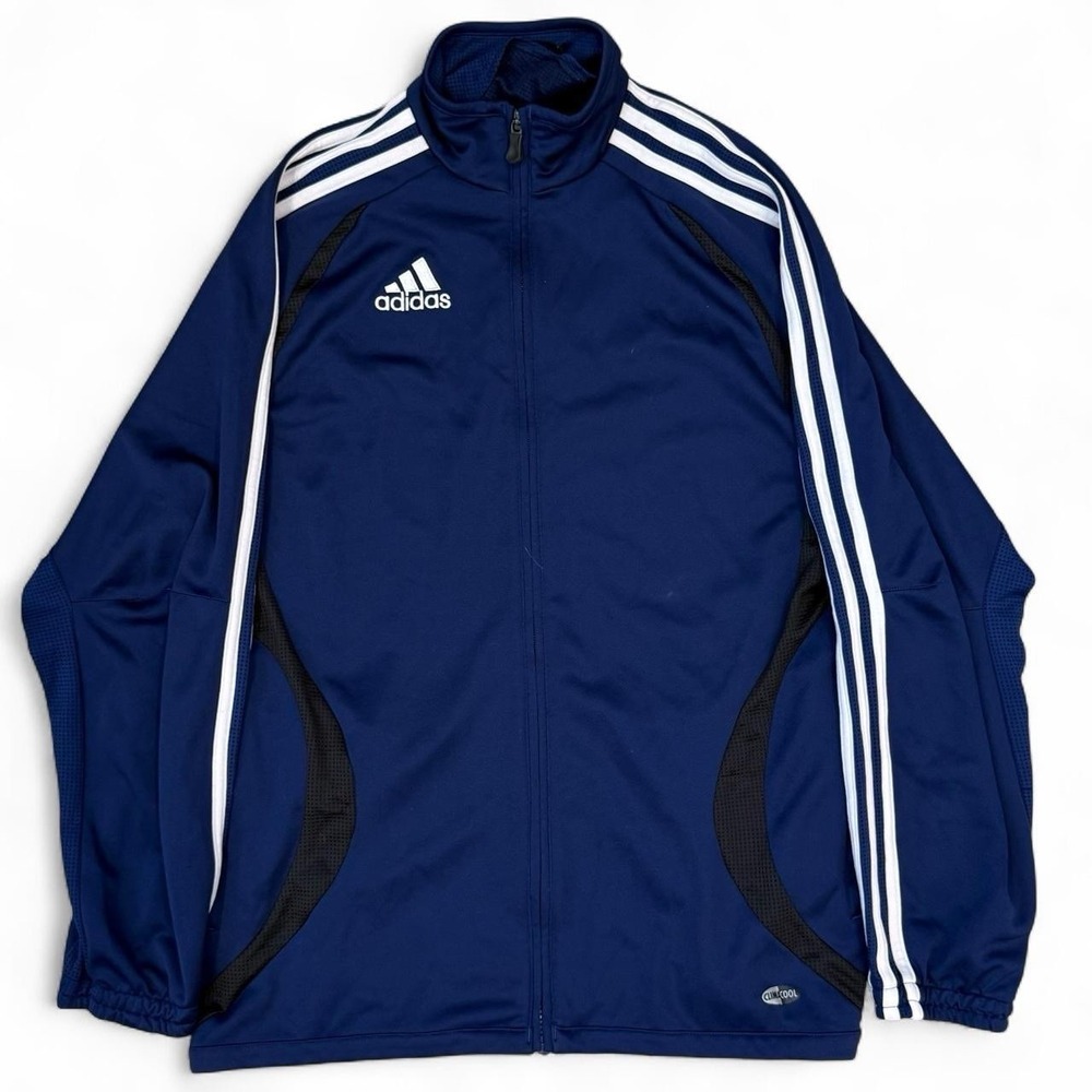 Adidas Full Zip Blue Track Jacket 3 Stripes Mens XL Streetwear Climacool Y2K VTG
